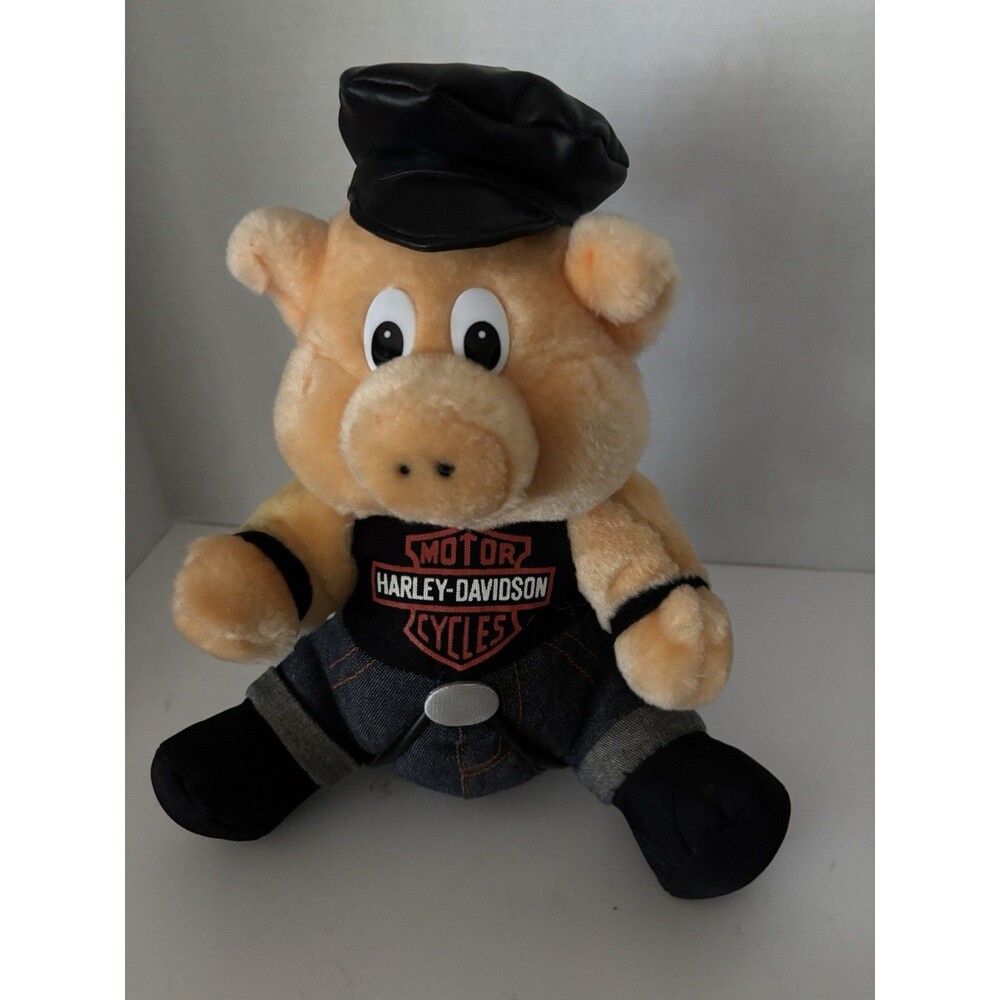 Vintage 1993 Harley Davidson Biker Hog Plush 11" Motorcycle Pig Stuffed Animal